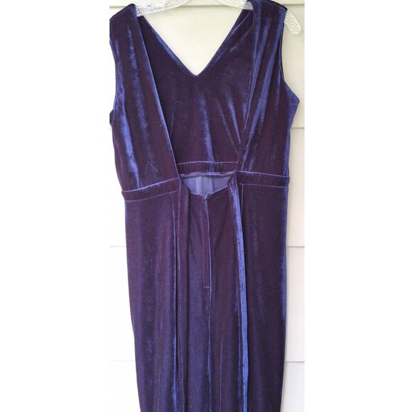 Modcloth x Collectif Blue Velvet Mermaid Side Slit Gown Maxi Dress Size 12 Goth - Picture 10 of 11